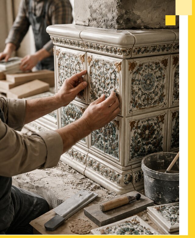 Изразцовые камины под ключ в Самаре: проект и монтаж