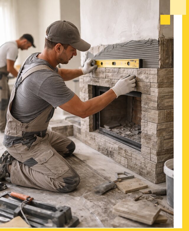 Облицовка каминов в Самаре, монтаж и отделка натуральным камнем