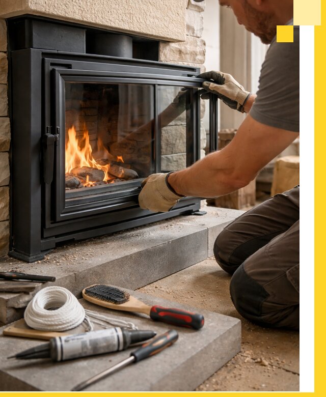 Производство, монтаж и доставка каминов со стеклом в Самаре