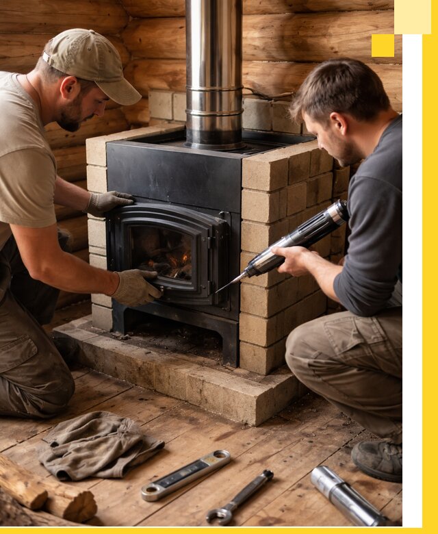 Монтаж и установка печи в бане под ключ с гарантией в Самаре