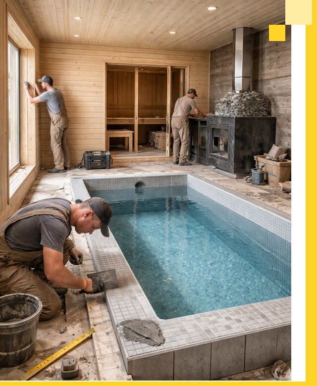 Проект бани с бассейном и сауной в Самаре под ключ