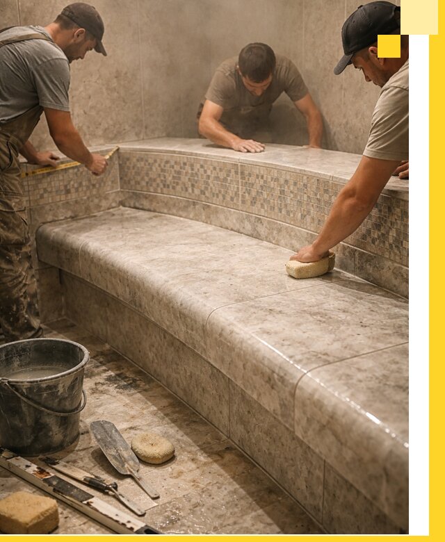 Изготовление и установка сидений для хамама в Самаре