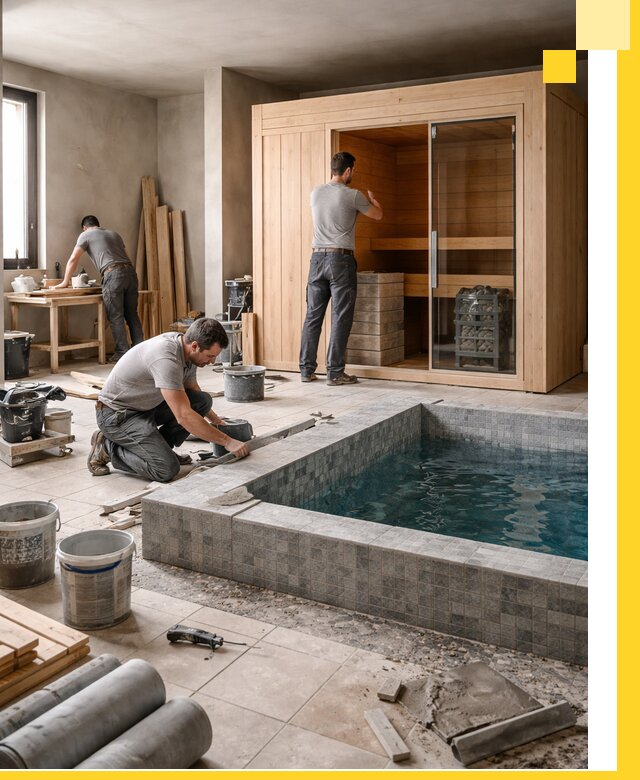 SPA зоны под ключ с бассейном сауной и печью в Самаре